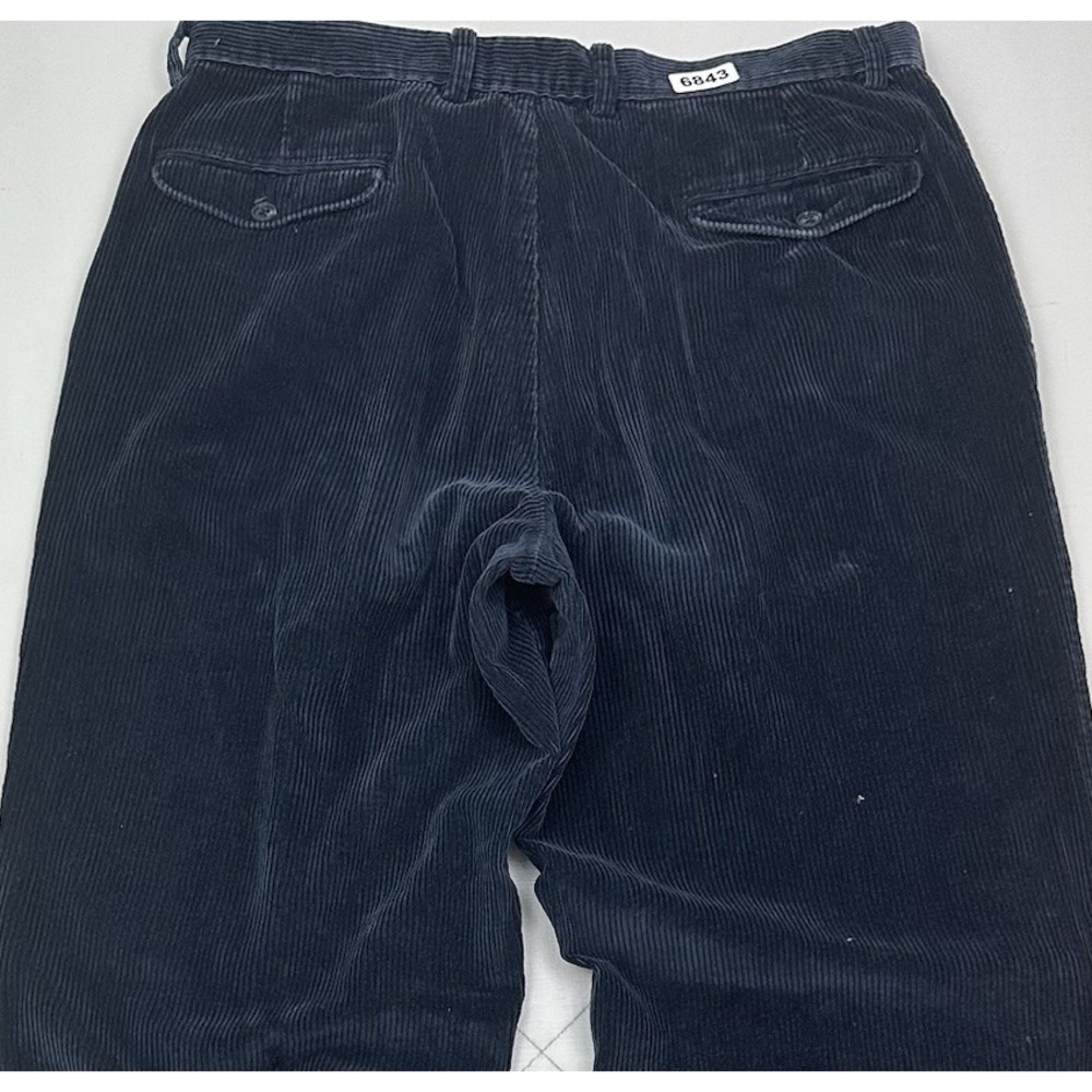 Claiborne Corduroy Pants Men 34x32 VTG High Rise Pleated Baggy Blue 100% Cotton